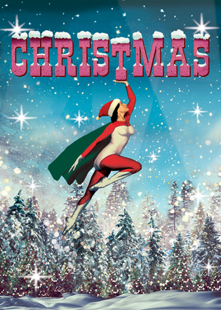 Superhero Girl Christmas Greeting Card by Max Hernn